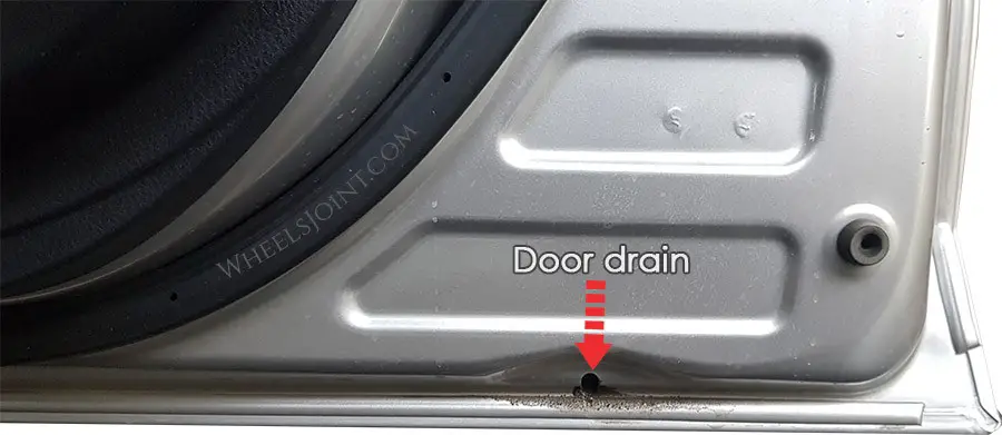 A backed-up door drain