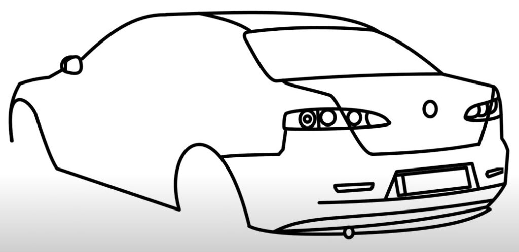 Draw the Backside, Bumper, and light of the car