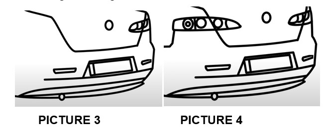 Draw the Backside, Bumper, and light of the car