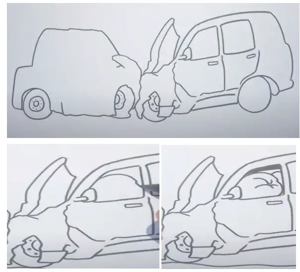 Sketch the Car Crash Scene